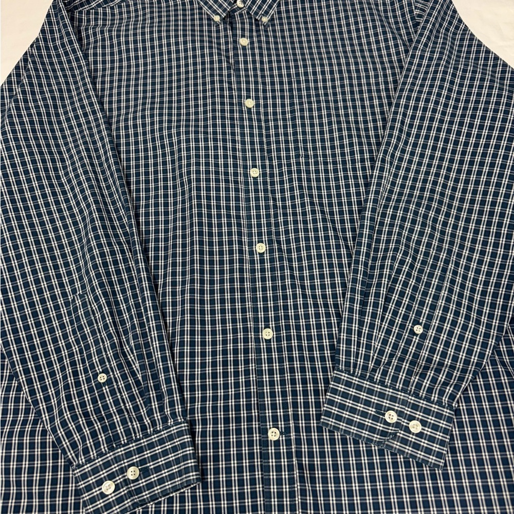 Men’s Eddie Bauer Navy Plaid Button Down Shirt XL
